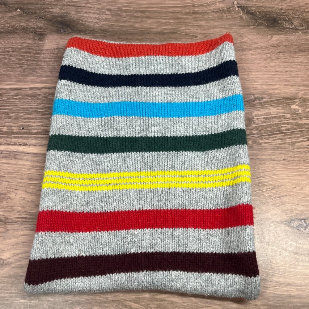 Gap Kids Neck Warmer Kids One Size Gray Multi Color Stripe Fleece Lined Snood